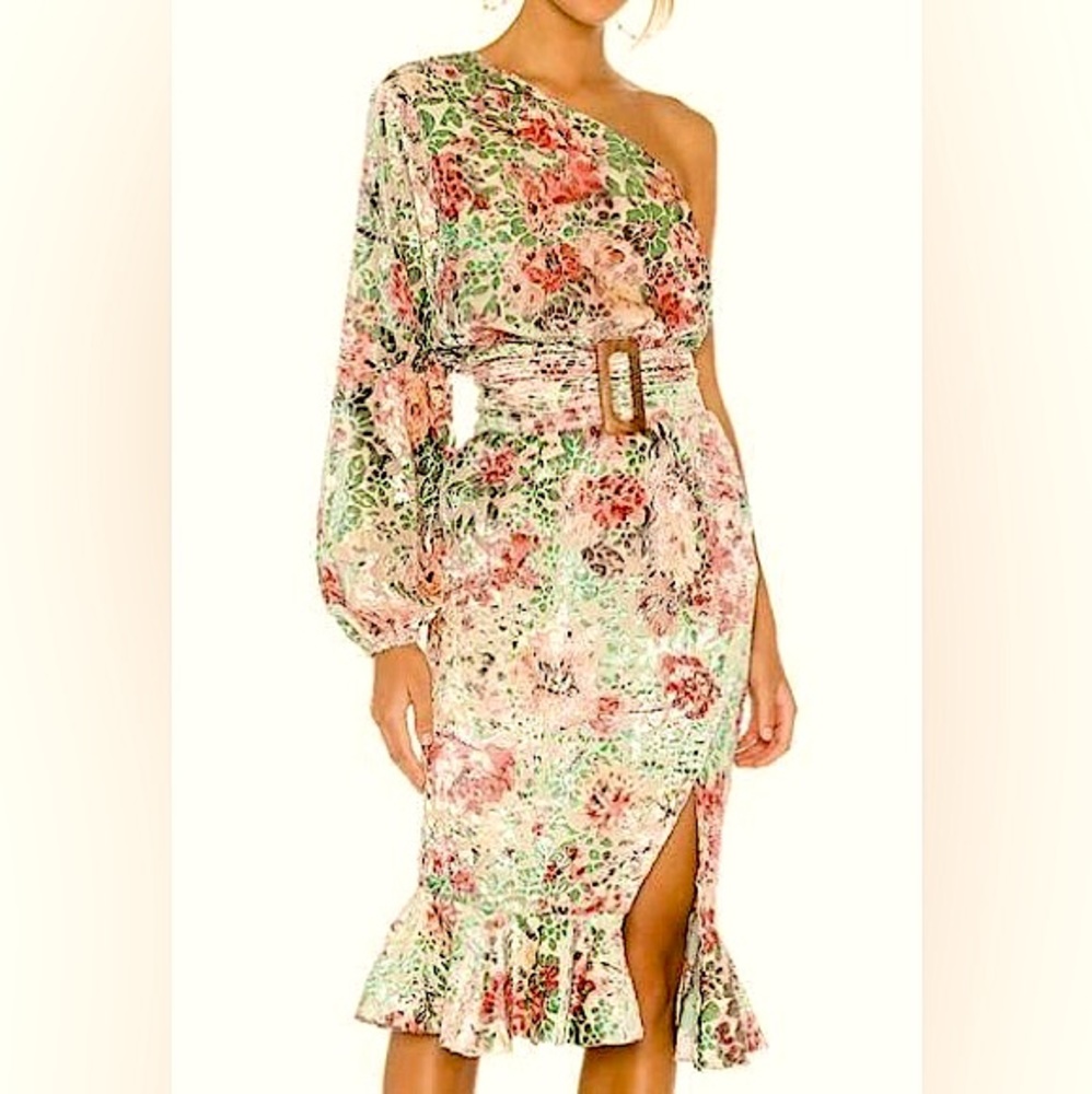 HEMANT AND NANDITA Olivia Midi Dress Sage Green